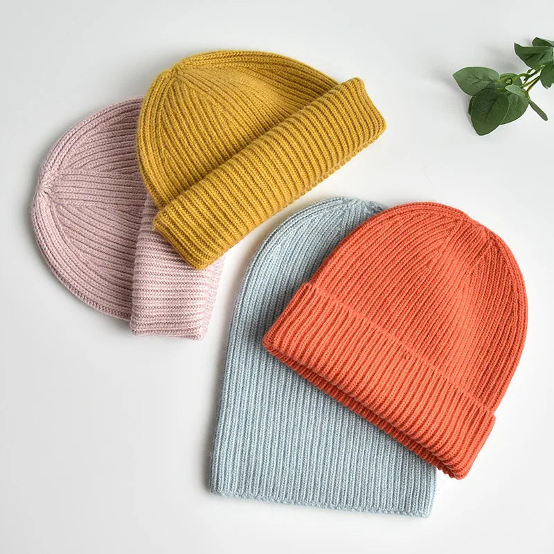 Custom Wool Knitted Beanie Hat Soft Warm High Quality Cable Knit Plain Seamless Beanies for Women Factory Wholesale