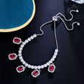 Adjustable Size Luxury Bling Blue Red Cubic Zirconia Silver Color Rectangle Tennis Charms Bracelets for Women Jewelry