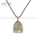 Double Side Vintage Buddha Pendant Necklace Tibetan Amitabha Stainless Steel Buddhist Jewelry