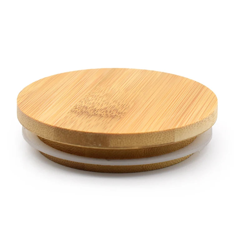 Wholesale Eco-Friendly 70mm Bamboo Wood Lids Handmade Covers Caps for Mason Jar Refillable Glass Bottles for Kitchen Use