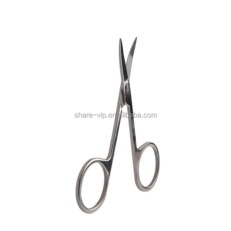 Hot Selling Professional Silver Stainless Steel Eyebrow Scissor New Design Women's Eyelash Extension Tweezer Pointed Slanted Bag