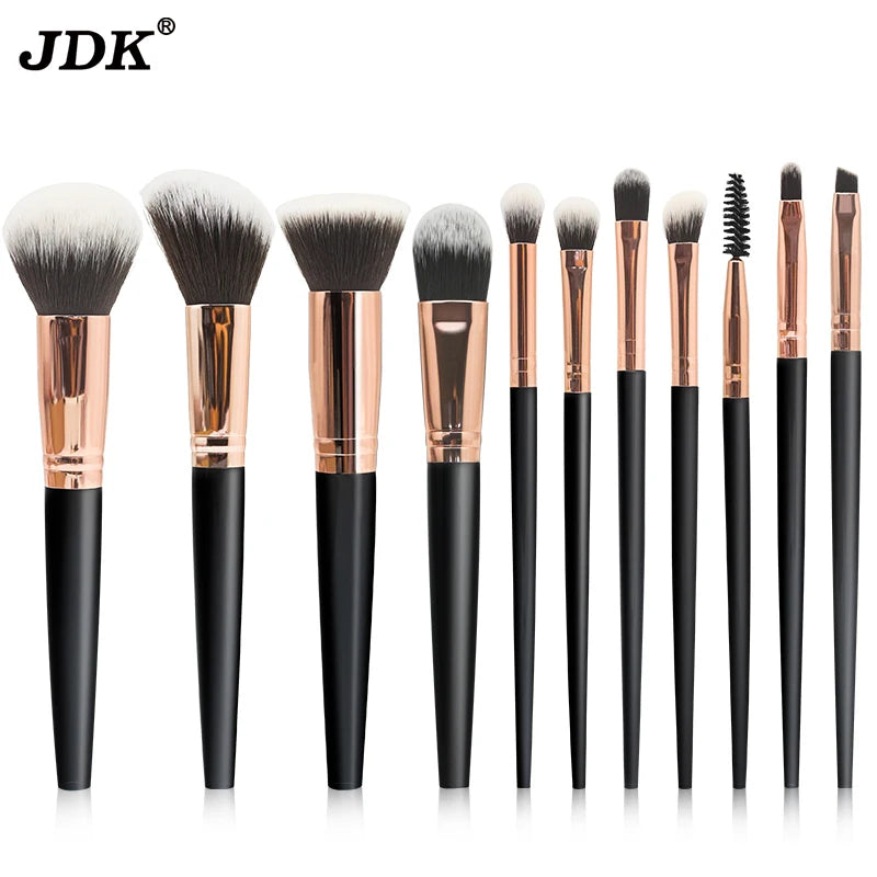 New Arrival  Top JDK Private Label 11PCS Natural Vegan Hair Makeup Brushes Set