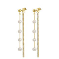 GPE22 Wholesale Pearls Jewelry 925 Silver Freshwater Pearls Earrings Zircon 14K Gold Plated Stud Drop Earings for Women