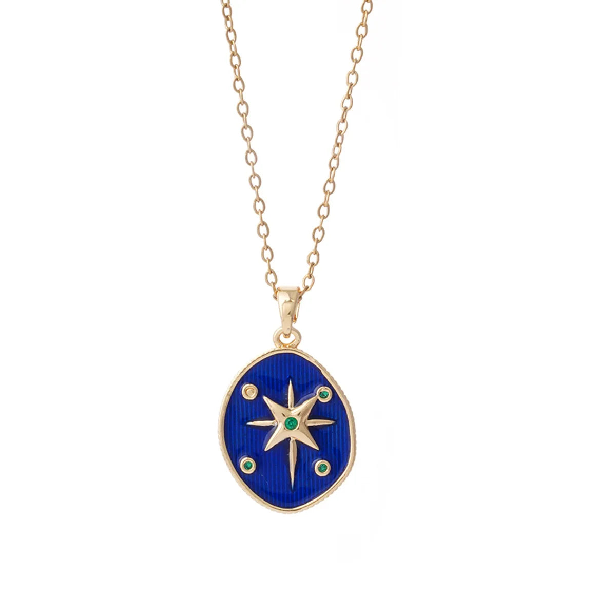 18K Gold Micro-Inlaid Zircon Charm Pendant Drop Oil Design Unisex Classic Geometric Gold Plated Copper Third Necklace Fashion