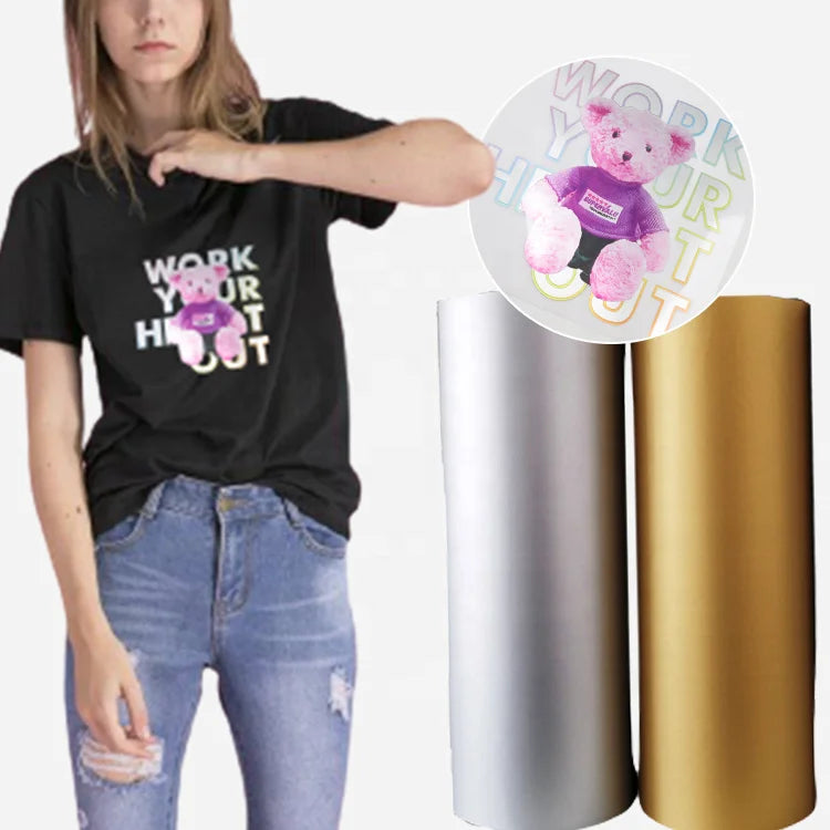 Custom Own Name Logo Silver Plastisol Film Vinil Cartoon PU Heat Transfer Label Vinyl for T-shirts
