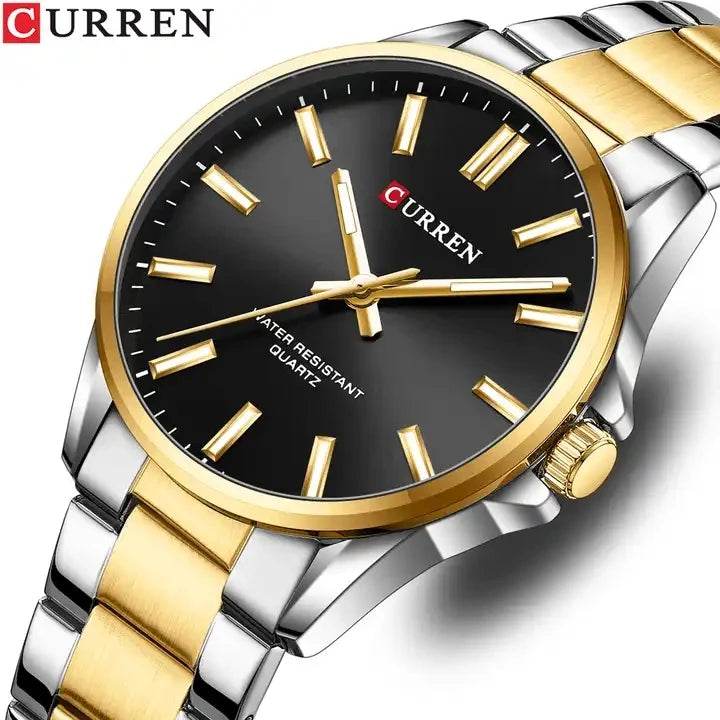 CURREN 9090 Men's Watches New Luxury Fashion Watch Stainless Steel Men Waterproof Quartz Wristwatches Montre Femme