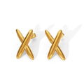 G3967 Wholesale Minimalist Stainless Steel X Stud Earrings 18K Gold Plated Fashion Daily Jewelry Women Earrings