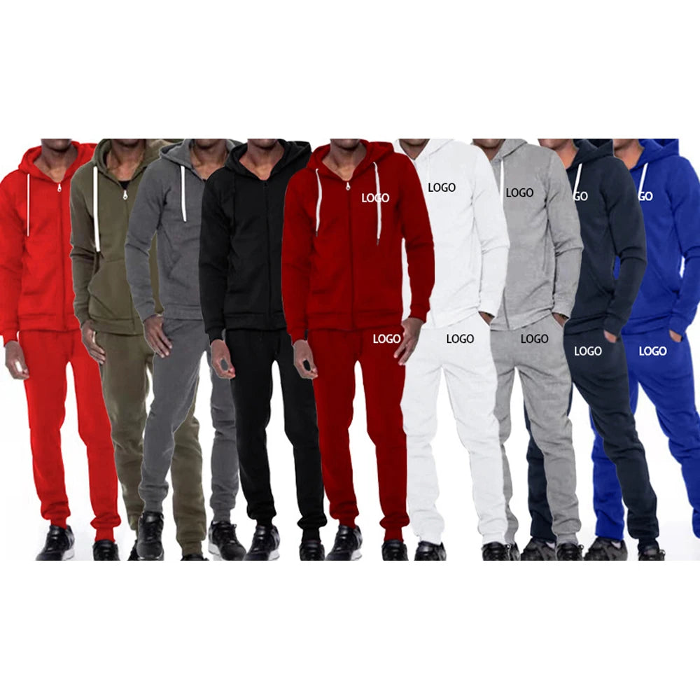 Men Sweatshirt Zipper up Hoodie Sweatpants Blank Custom Tracksuits Spring for Men Jogging Suits Training Wear