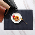 New Arrival Woven Pattern Modern Leather Placemats Thermal Insulation Non-Slip Home Tableware Hotel Dining Table Mat