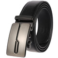 LY36-512408-1Hot Sale Business Automatic Buckle Belt Black Cowhide Leather Belts for Men with Alloy Metal Automatic Buckle