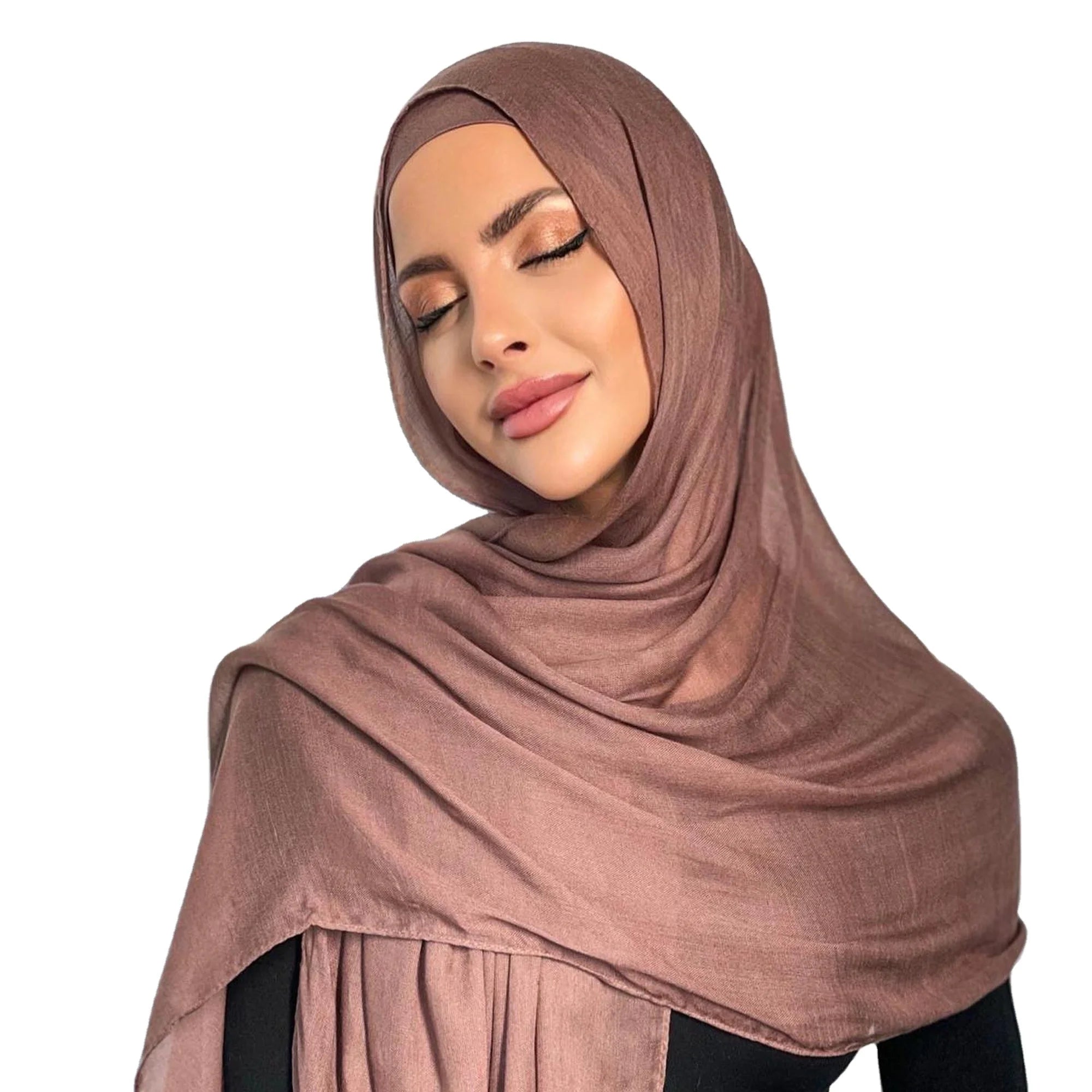 2023 New Premium Reactive Dying Modal Cotton Hijab With Matching Inner Cap Twill Cotton Woven Rayon Modal Hijab Set