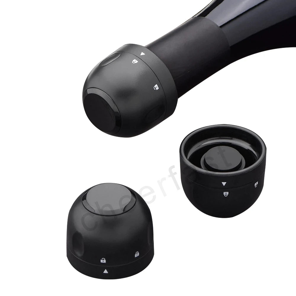 Factory Direct Sales Sparkling Stopper Black Reusable Plastic and Stainless Champagne Saver Stopper Champagne Bottle Stopper