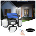 3 Head Adjustable Solar Wall Light Remote Control PIR Motion Sensor 4500mAh Garden Security Outdoor Courtyard MegaBDM