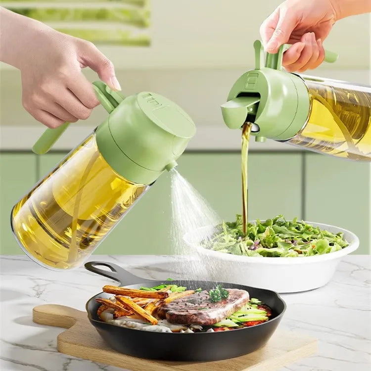 16oz Black Glass Olive Oil Dispenser Bottle Dual Purpose Kitchen Gadgets for Oil & Vinegar Camping Sprayer Bottle