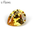 Pear Shape Brilliant Cut Large Golden Champagne Orange Ruby Cubic Zirconia CZ Stone for Jewelry