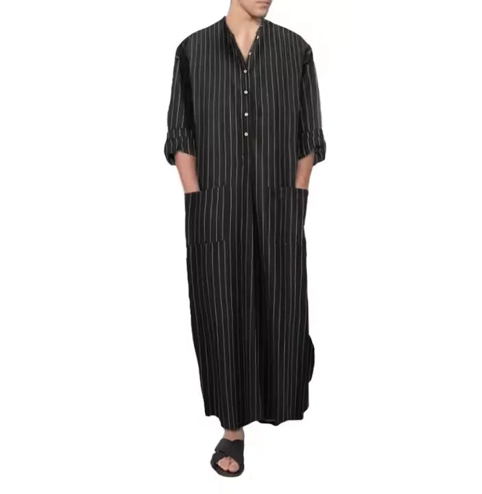 Moroccan Emarati Omani Rumal Mens Jalabiya Jubba Kurta Pajama Thobe for Raya Musulman Men With Jeans Wholesale
