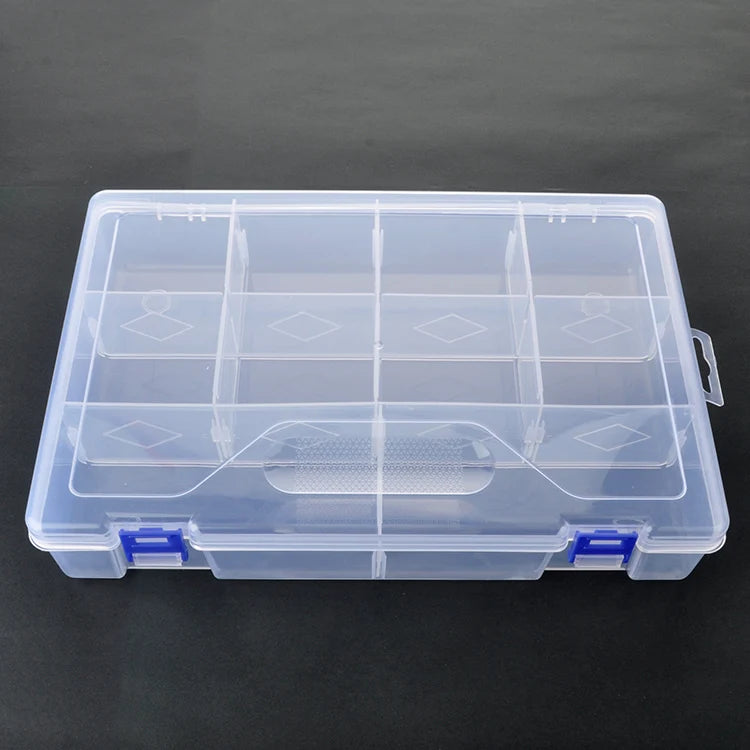 10 Grids Clear Plastic Organizer Box Fishing Tackle Storage Box with Adjustable Grids