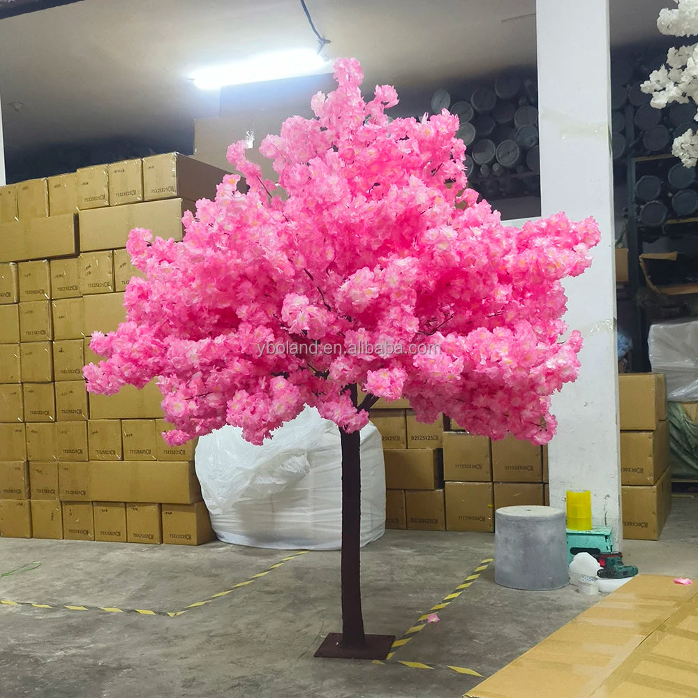 S0615 200cm 7ft Hotel  Flower Fake Floral Tree Artificial Plant pink Cherry Blossom Tree for Wedding Decoration