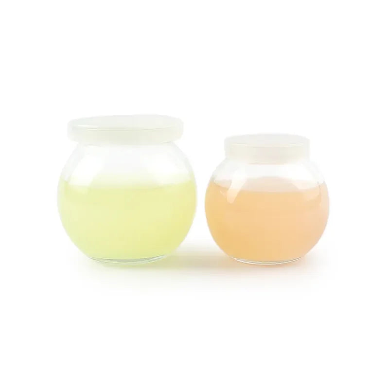 Ball Shape 120ml 200ml Clear Cute Glass Pudding Jelly Yogurt Jars Dessert Cup with Plastic Lids