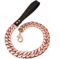 32mm Luxury Large Dog Leash Collar Nylon Rope Walking Training with Gold Stainless Steel Chain Pet Accessories