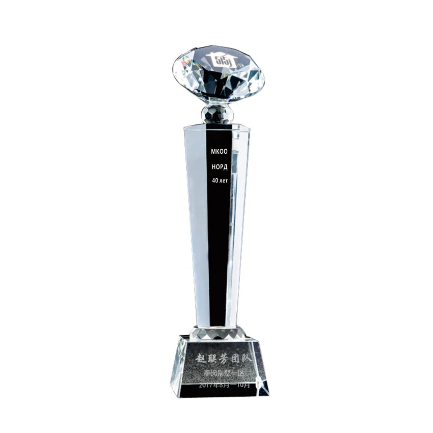 Hot Selling Crystal Diamond Blank Trophy Customized Creative Lettering Competition Annual Conference Awarding Staff Trophy
