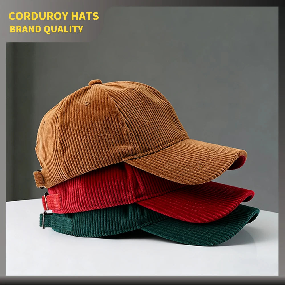 Wholesale Corduroy Baseball Caps Dad Customize Fashion Blank Sports Hats and Caps Embroidery Logo Cap for Man