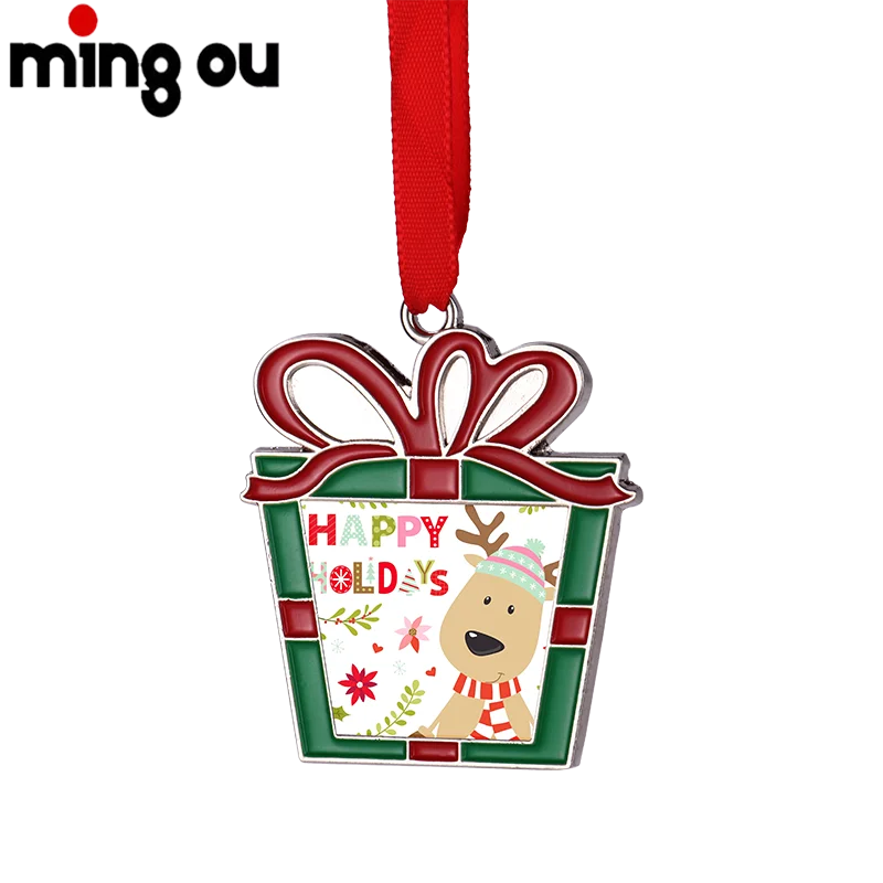 New Design DIY Home Decoration Zinc Allo  Sublimation Metal Christmas Tree Ornament