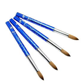 Custom Logo Blue Starry Metal Handle Acrylic Nail Brush Durable 100% Pure Kolinsky Hair Head 3D Nail Salons Socheal Brand