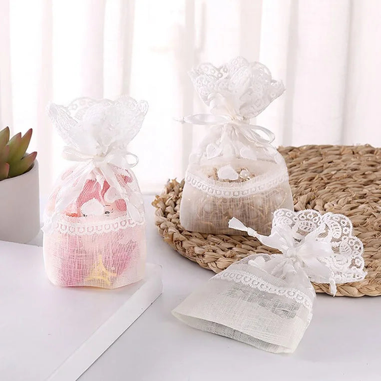 Wholesale Lace Bags White Organza Small Gift Bag Jewelry Pouches  Candy Pouch Wedding Party Drawstring Pouches