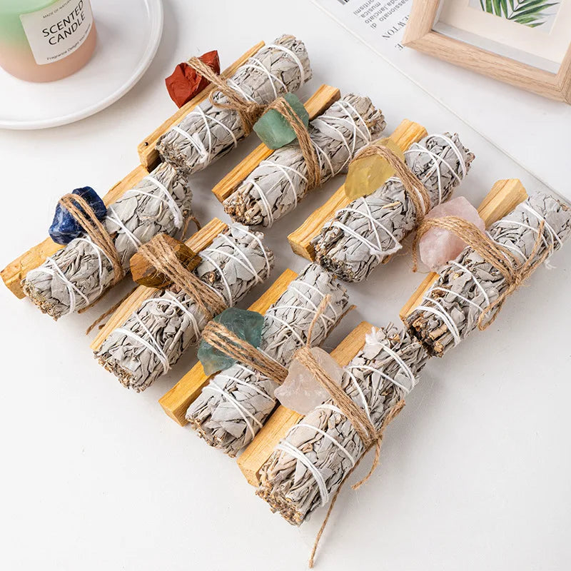 Factory Price Incense Californian Meditation Bundles Sage Kit Palo Santo Sage Smudge Stick With Crystal