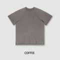270g Heavy Weight Vintage Washed Blank Oversize T-shirt With Pocket Zipper High Street Solid Color Causal t Shirt