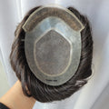 P2-3-8  Lace Front Hairline and Mono Lace Top Base Toupee India Remy Hair Durable for 6 Months+ Toupee for Men