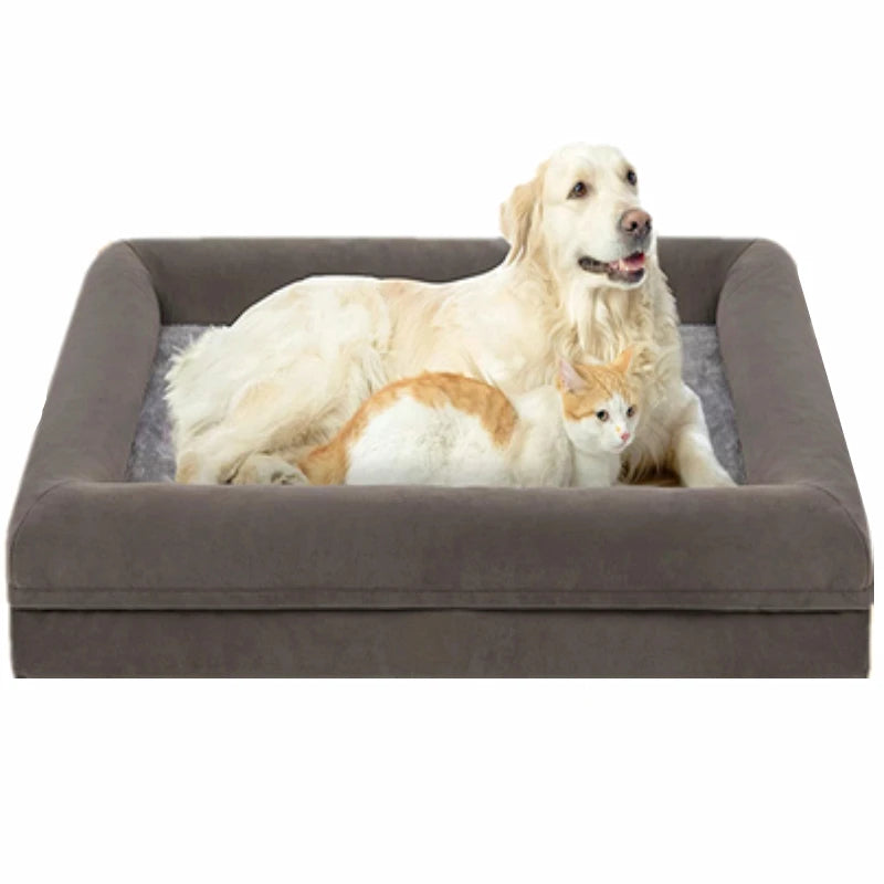 OEM Winter Warm Thickened Dog Kennel Square Pet Bed with Plush Velvet and Sustainable Solid Pattern for Big Dogs Pet Supplies