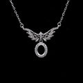 Sterling Silver 6*8mm Semi Mount Necklace Empty Frame Blank Support Setting S925 Base Holder Without Center Stone for DIY Inlay