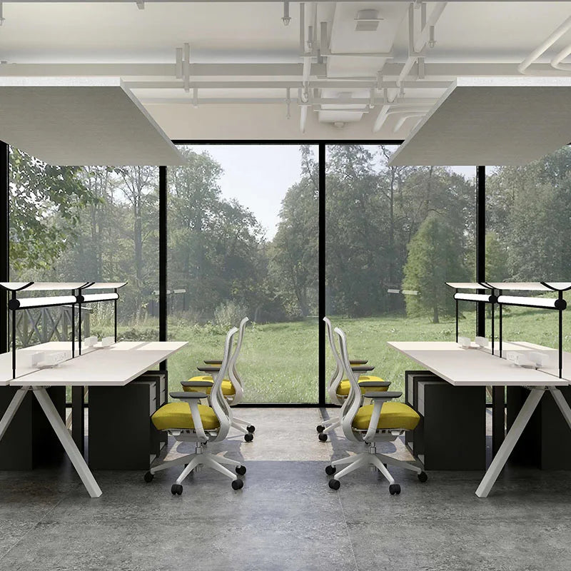 Modern White Office Table Staff Modular Desktop  Table 4 People Office Desk Workstation