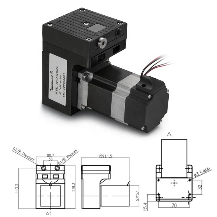 Long Life Anti-corrosion Electric Brushless Micro air Vacuum Pump Oil Free Diaphragm Vacuum Pump 12V for Suction Crane Lifter