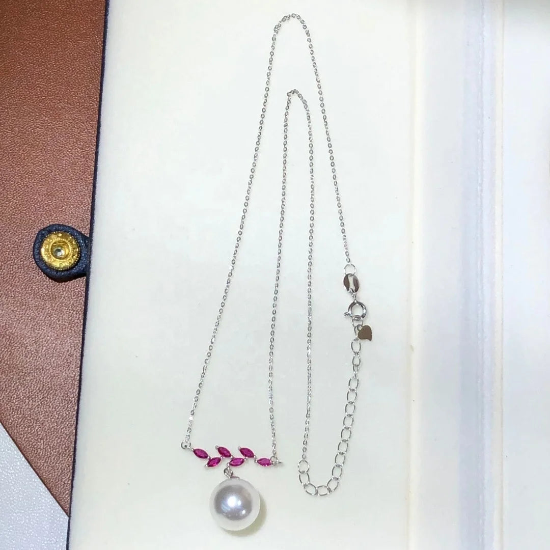 N480 11-12mm DIY Natural Freshwater Pearl Charm Pendant Necklace Chain Accessory 925 Sterling Silver Jewelry for Women
