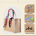 Wholesale Eco-Gift Folding Jute Burlap Hemp Tote Waterproof Shopping Bag Custom Heat Transfer Logo Plain Printing Handled Bag