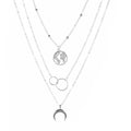 Wholesale Fashion Gold  Silver Moon Map Boho Multilayer Necklaces for Women Fine Jewelry Necklaces