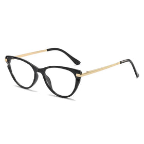 Retro Fashion Transparent Multi-faceted Crystal Cat Eye Chromic Flat Mirror Comfortable Metal Spring Legs
