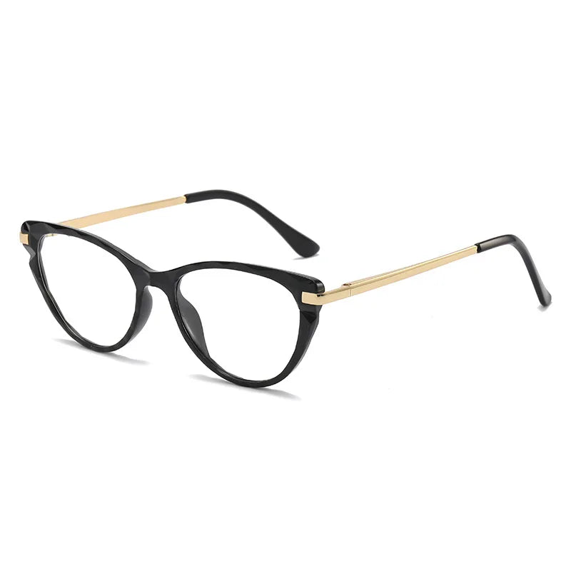 Retro Fashion Transparent Multi-faceted Crystal Cat Eye Chromic Flat Mirror Comfortable Metal Spring Legs