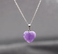 SC Creative Energy Stone Necklace Natural Amethyst Crystal Necklace Fashion Rope Chain Heart Purple Crystal Necklace for Women