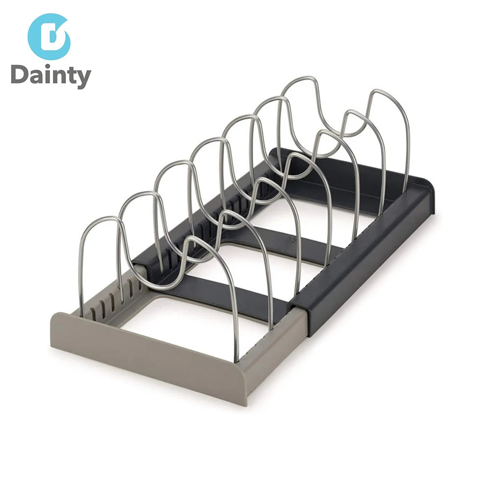 Adjustable Pot Lid Organizer Expandable Pot and Pan Organizer for Cabinet Kitchen Storage Containers