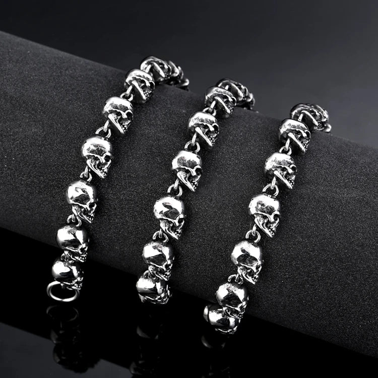 SS8-BN1031 Steel Soldier Men Jewelry Titanium Steel Punk Gothic Necklace Full Skull Chain