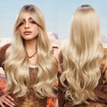 MOQ 1 Wholesale Color Synthetic Wigs Natural Curly Wavy Wig Black Hair Roots Blonde Soft Artificial Hair False Scalp