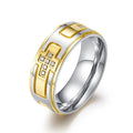 YK Popular New Stainless Steel Men's Diamond Inlaid Cross Pattern Ring Domineering Men's Gold-plated Ring Wholesale