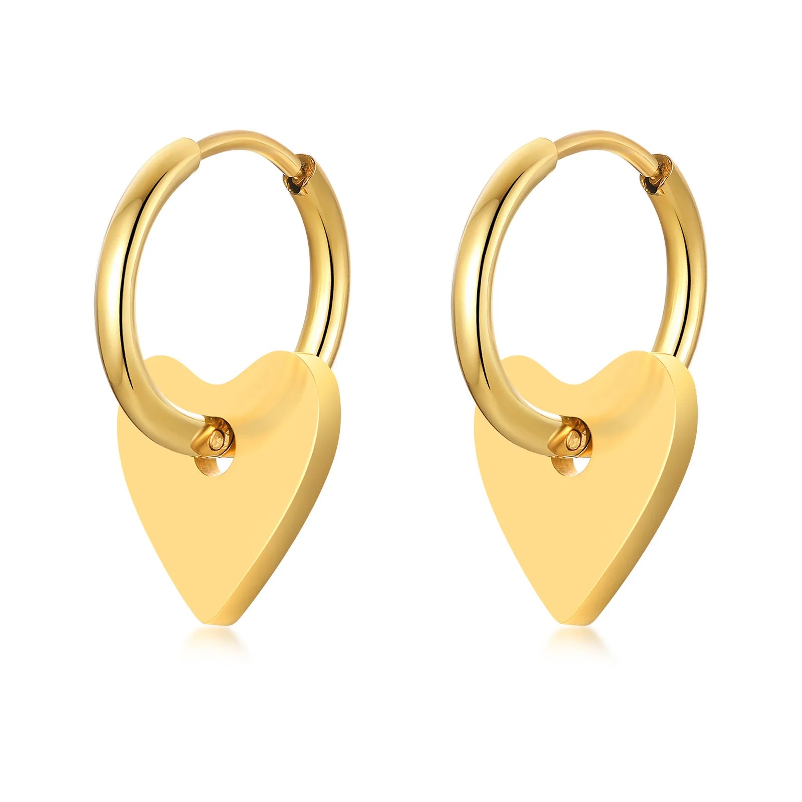 European and American Polished Blank Stainless Steel Heart Charm Earrings