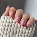 24 Pcs 2025 New Valentine's Day French pink Short Almond Art Acrylic Press on Nails Artificial Fingernails False Nails 3630