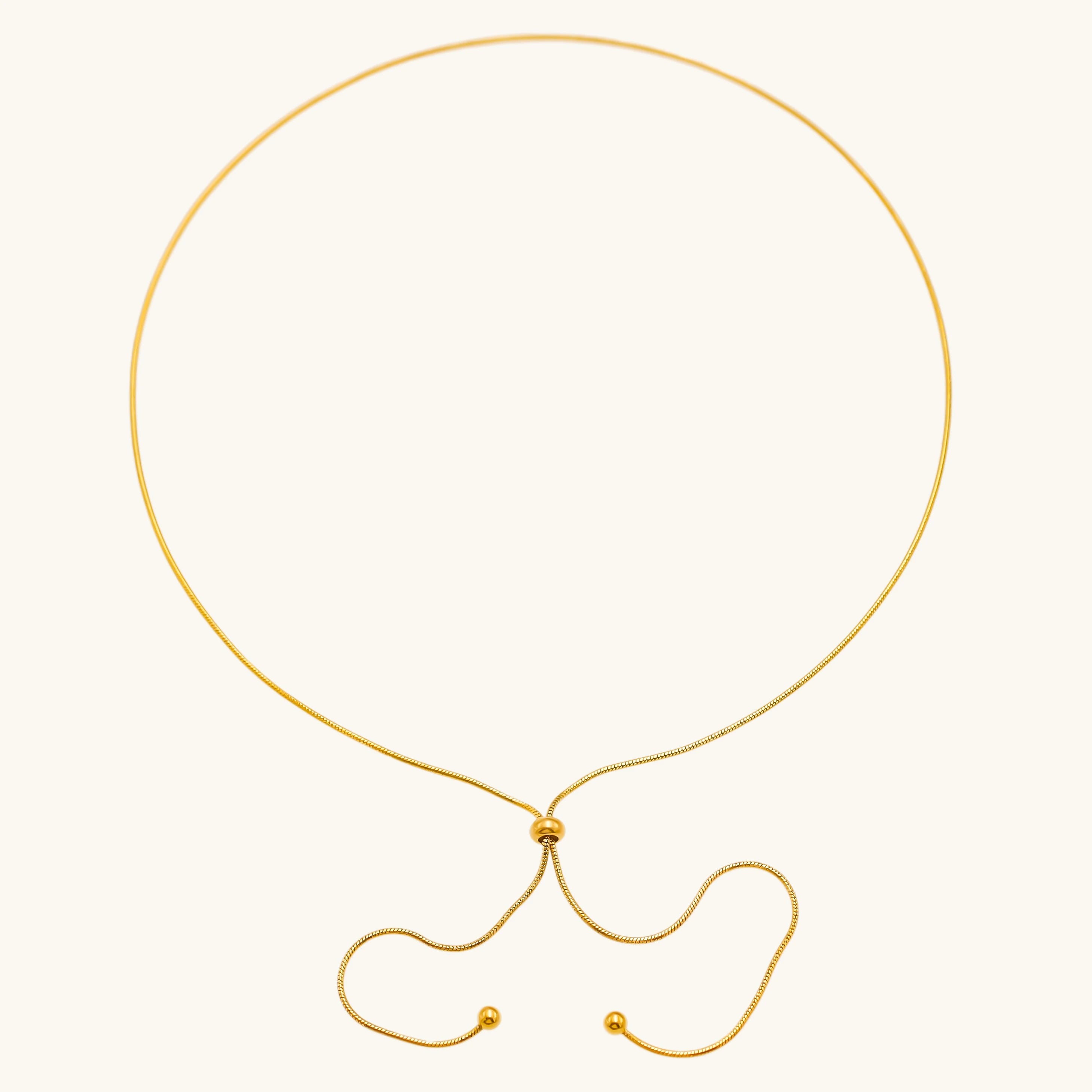 Minimalist Stainless Steel 18K Gold Plated Necklace Thin Gold Round Snake Chain Necklace for Women Beach Jewelry