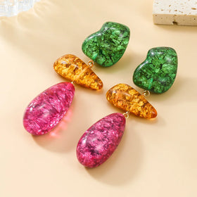 Wholesale Colorful Acrylic Drop Earrings Women Multi Layer Resin Geometric Dangle Earrings Bohemian Jewelry
